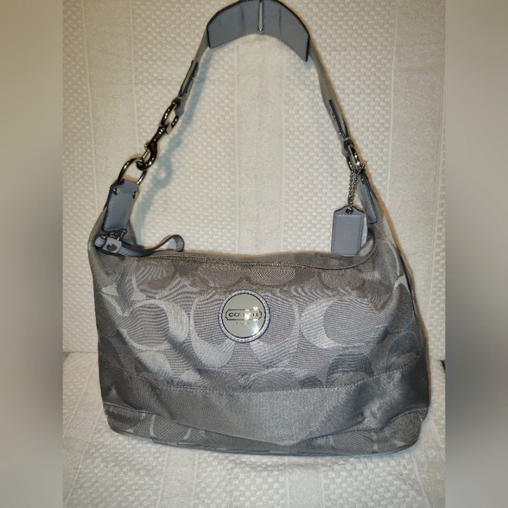 Coach Signature Stripe Jacquard Hobo Handbag  #F17434. Medium